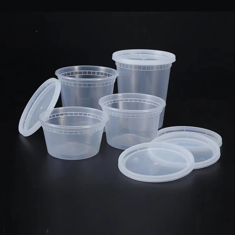 24 oz Microwave Disposable freezer Take Out Plastic Deli Food Hot Soup Containers with lids