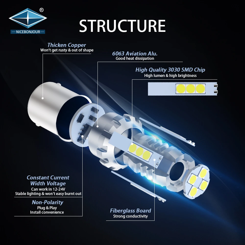 Wholesale 1400lm Bulb 1156 Turn Signal Light LED Car Brake Light 1157 Switchback S25 P21W 12V 24V Auto Lighting System