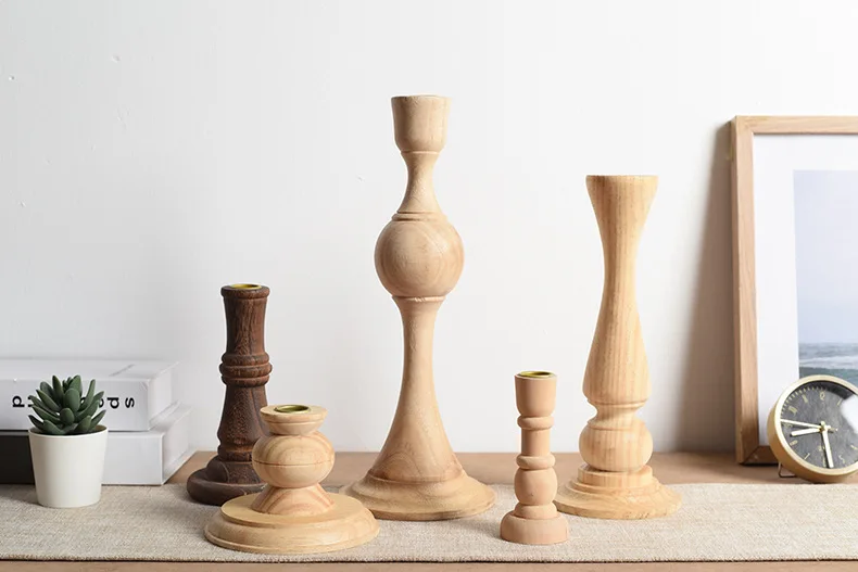 Custom Creative Candle Ornaments Wooden Relief Candlestick Crafts Ornaments Exquisite Solid Wooden Candlestick