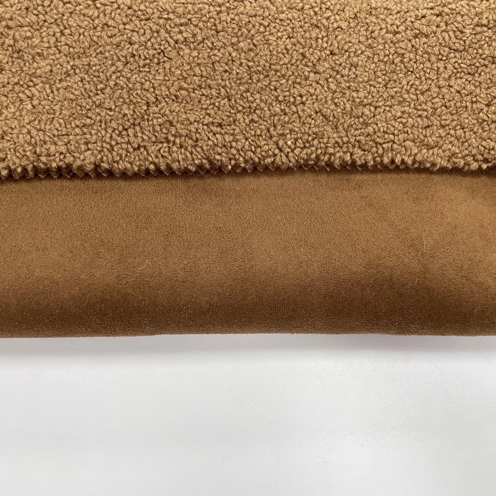 Custom polyester suede fabric high quality suede bonded faux fur fabric