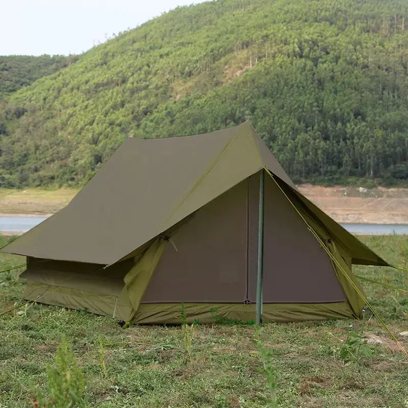 210d Waterproof Oxford Cloth 4 Seasons Camping Tent For 2 People Double Layers Disaster Relief  Green Cottage Tent