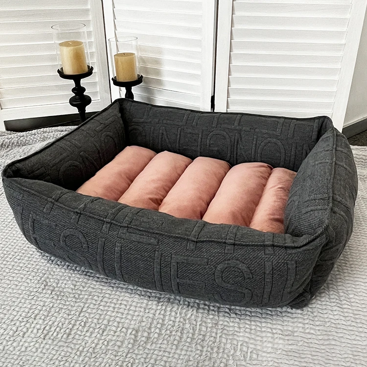 AMZ Hot Sale Thicken Comfortable Soft Malachite Green Luxury Dog Bed Rectangle velvet corduroy