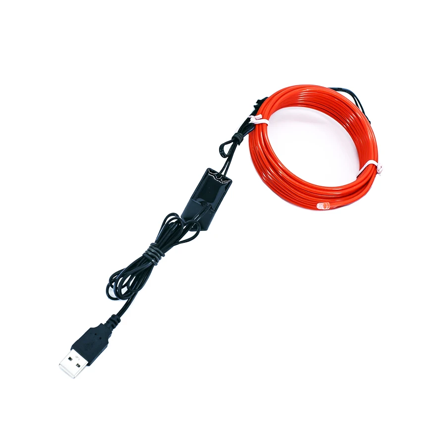 USB 5M EL Wire Interior Car LED Strip Lights, Electroluminescent Wire Lights Ambient Lighting Kits for Car (5M/16.5FT, USB)