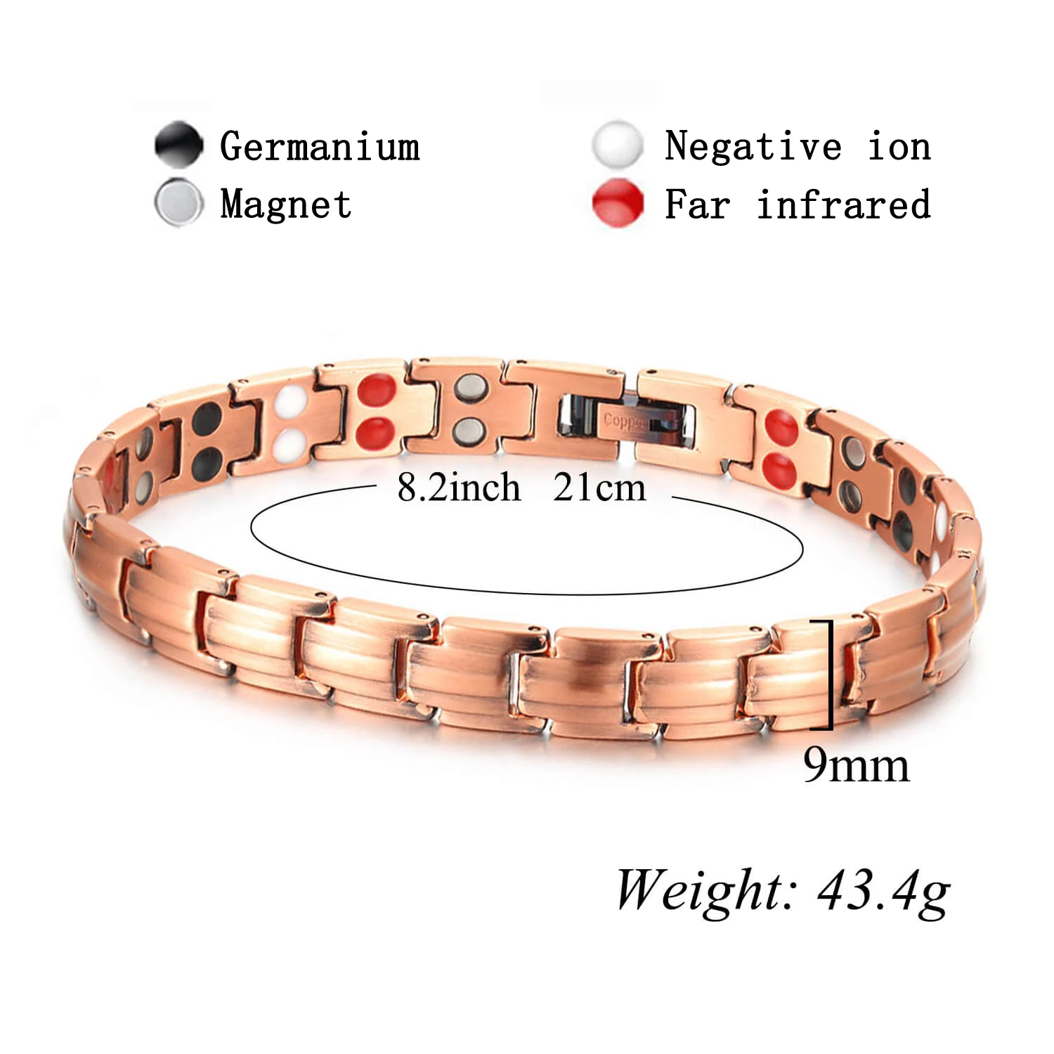 Factory Wholesale Fashion Pure Copper Jewelry 4 In 1 Health Attributes Bracelet Unisex Simple Style Magnetic Bracelet