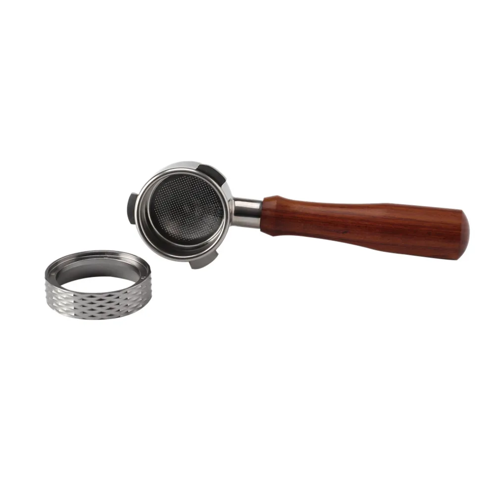 54mm Bottomless   Portafilter, For Espresso Machines Coffee Accessories with Wooden Handle And 1 Cup Filter