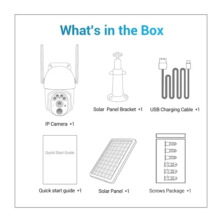3MP Ptz Pir 360 Wifi Battery Camera 4g Solar Panel
