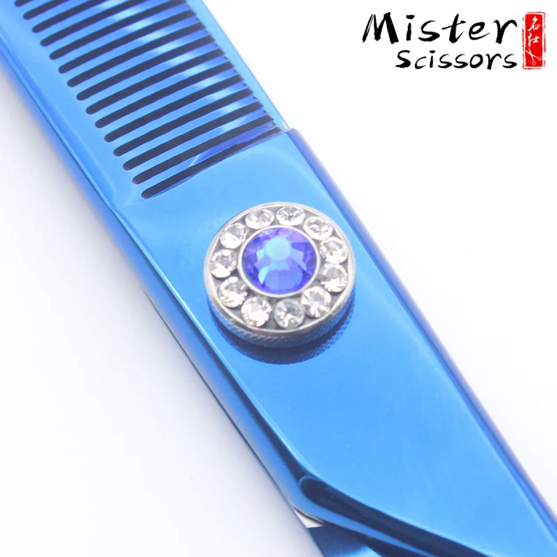 Ocean Blue Titanium Professional Pet Grooming Thinning Scissors Kit 6.5 inch 440C Stainless Steel