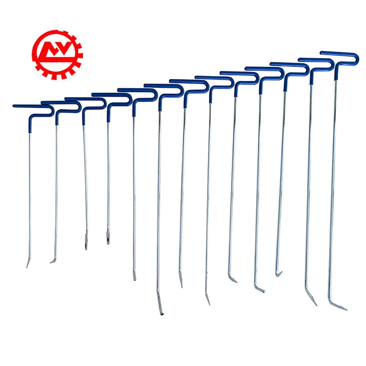 Blue 13PCS Auto Body PDR Hail Puller Thick Strong Crowbar Repair Tools Rod Hooks Car Dent Repair Kit