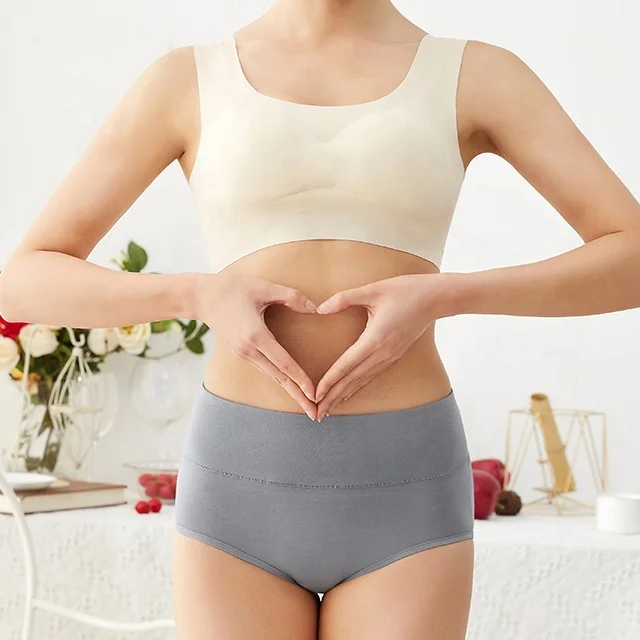 Женские трусики с завышенной талией и логотипом на заказ, однотонное хлопковое нижнее белье, трусы-брифы для коррекции живота