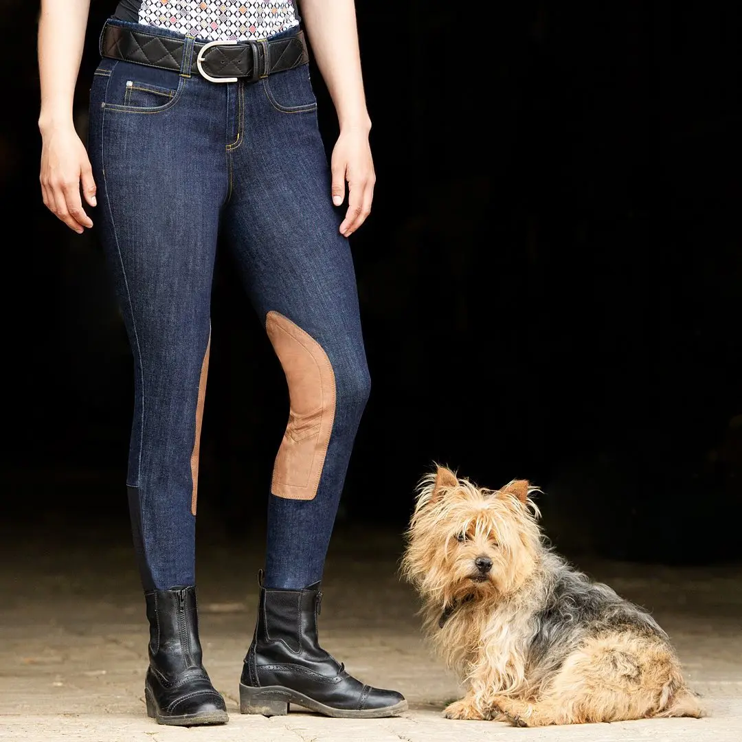 Custom Jeans Pants Two way Stretch Eco Fabric  Equestrian Clothes Ladies Knee Patch Breeches Denim