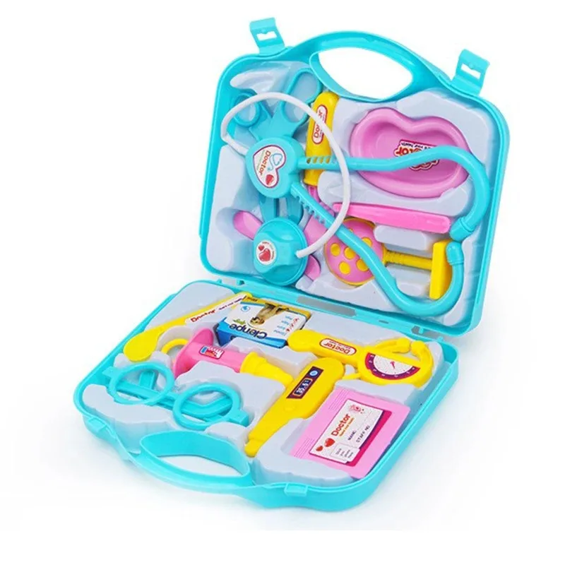 Pretend Play Doctor Set Kids Suitcase Medical Kit Toys Role Play Props Carry Case Stethoscope Educational Toy Girl Boy Present