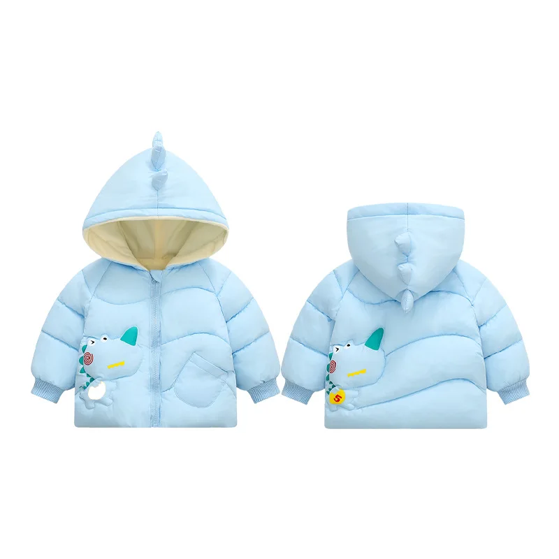Cute Hooded Kids Baby Quilted Winter Puffer Jacket Toddler Girls Boys Bubble Dinosaur Coat Jacket for Kids