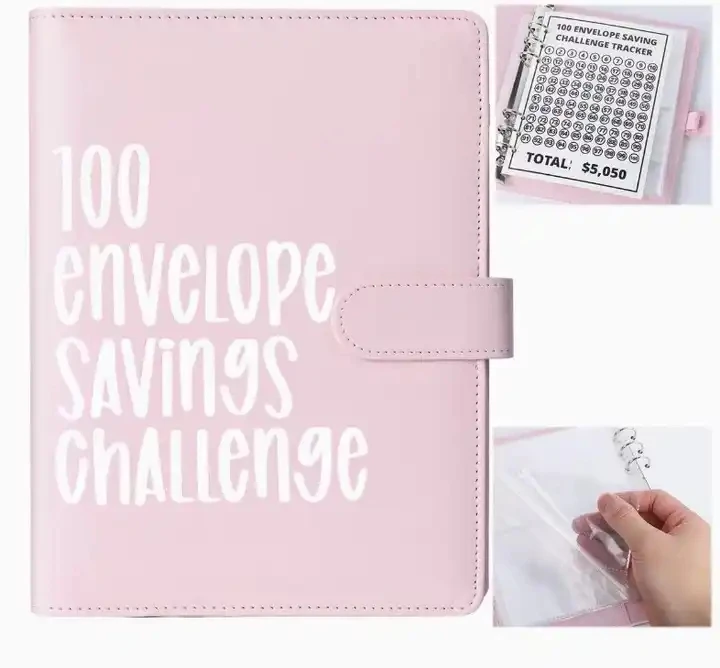 New Type PU Budget Cash Planner Loose Leaf Notebook A5 Agendas 100 Envelope Saving Challenge Budget Binder
