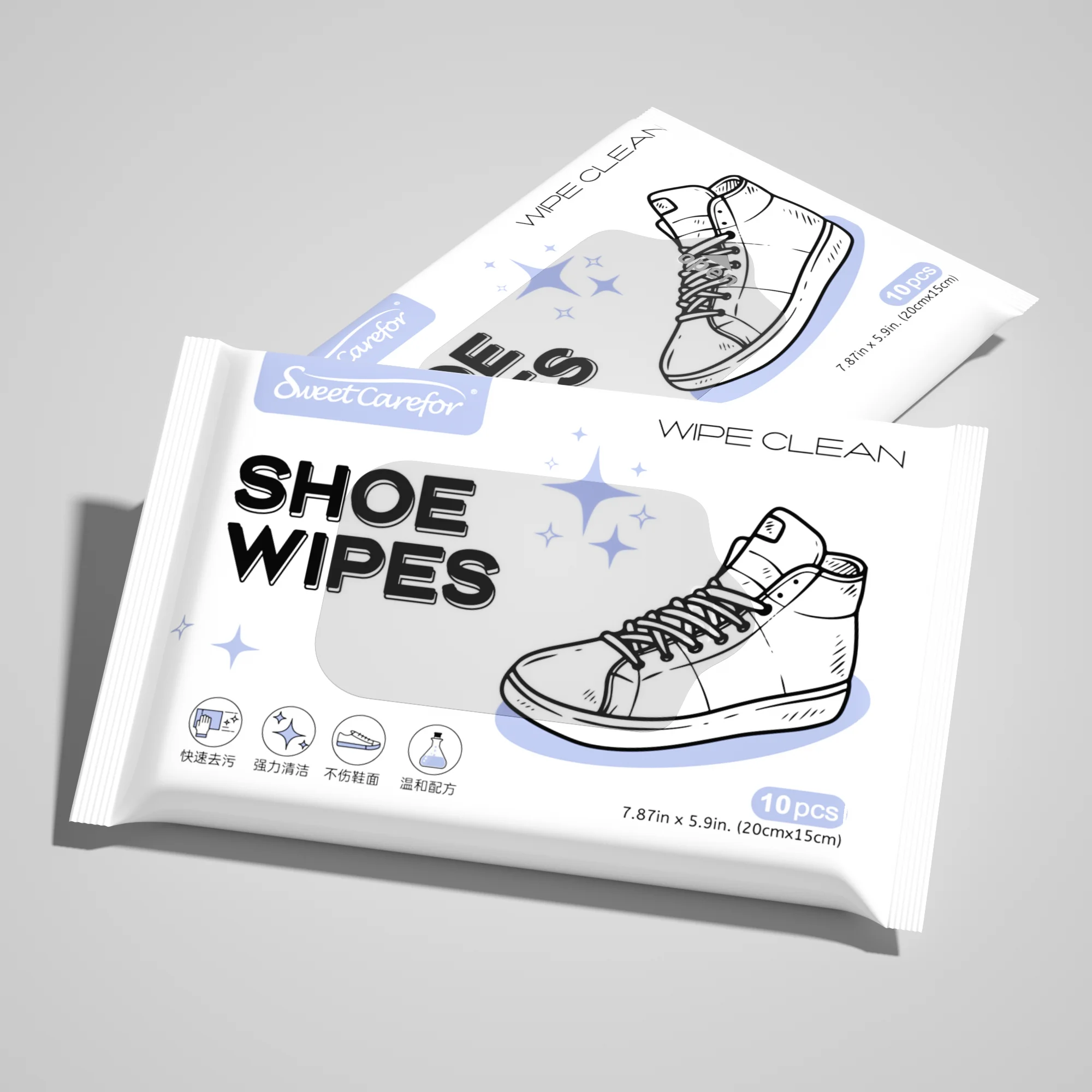 Sweet Carefor Shoe Wipes Disposable Sneaker Wipes Biodegradable Cleaning Wipes