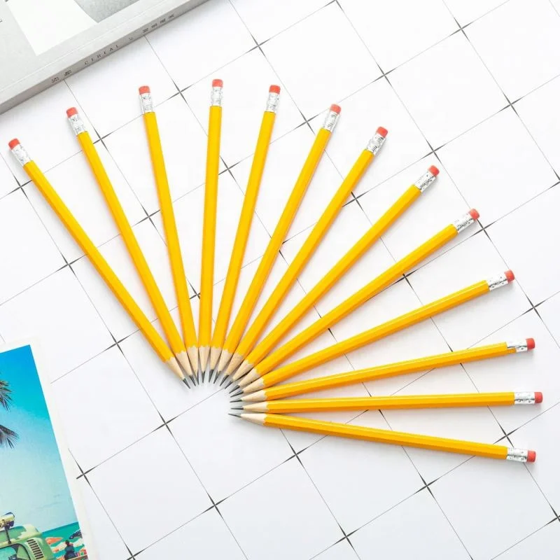 School Stationery Blank Pencil With Customized Logo OEM Standard HB Pencil With Eraser