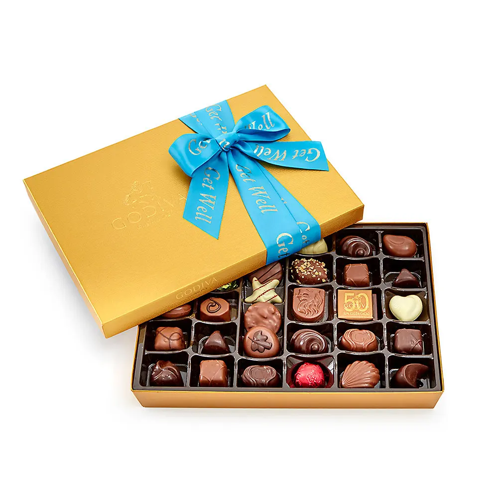 Plastic Dividers Insert Gold Birthday Chocolate Gift Box Packaging Luxury With Ribbon