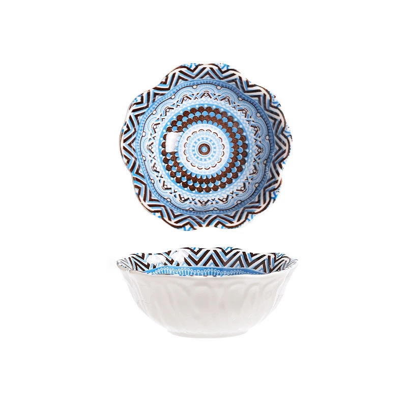 Bohemia Pattern Ceramic Flavor dishes Ceramic Soy Sauce Vinegar Seasoning Dish Hot pot household seasoning dish