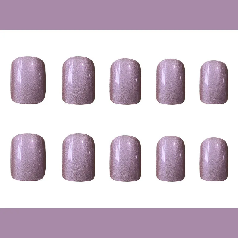 Fakenail  Design 24pcs Purple Short Seamless Soft Fake Nails Products Glamour 2021 Nails Art Press On Nails