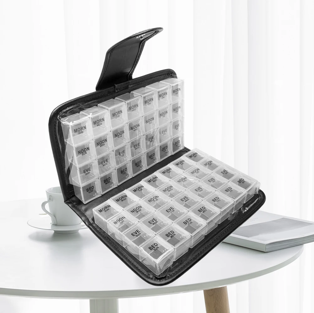 Jacquard Pill Box, Fashion Pill Planner, Note Book Pill Reminder 2 Week