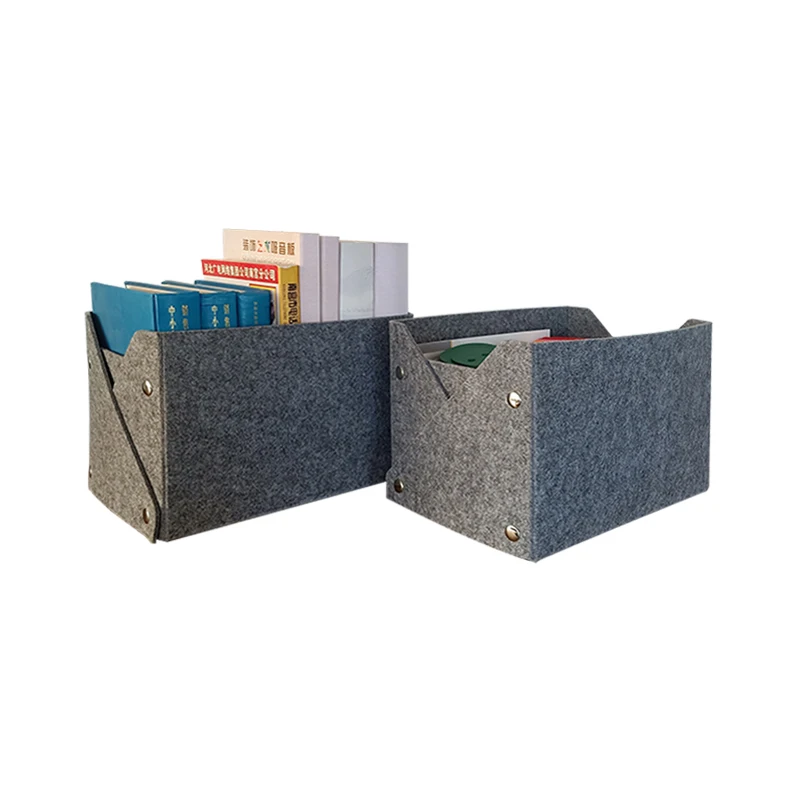 Upin fashion foldable home desktop storage basket eco friendly polyester felt box