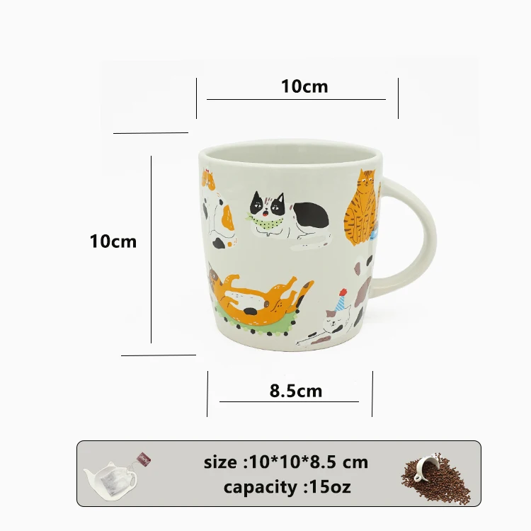 Promotional Gift 15oz Signature butterfly Life Pattern Coffee Office Ceramic Mugs With Animal Design