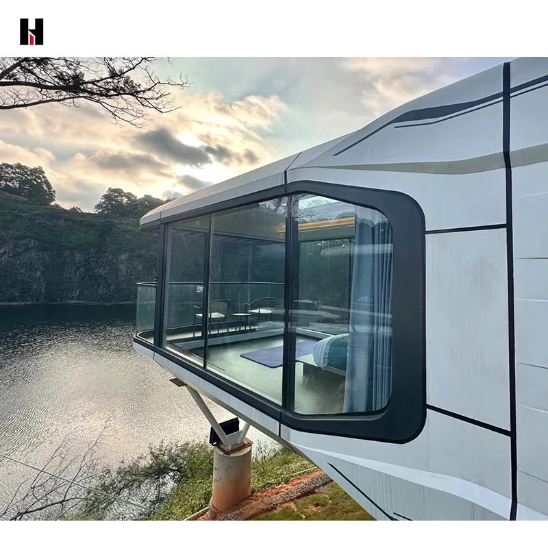 space capsule container night view artifact prefab house cabin space capsule mobile house foshan