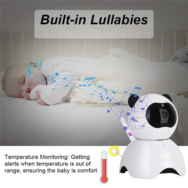 Clear Night Vision VOX Mode PTZ View Baby Monitor 1000ft Range No WiFi Wall Mounted Video Baby Monitoring Device with Camera