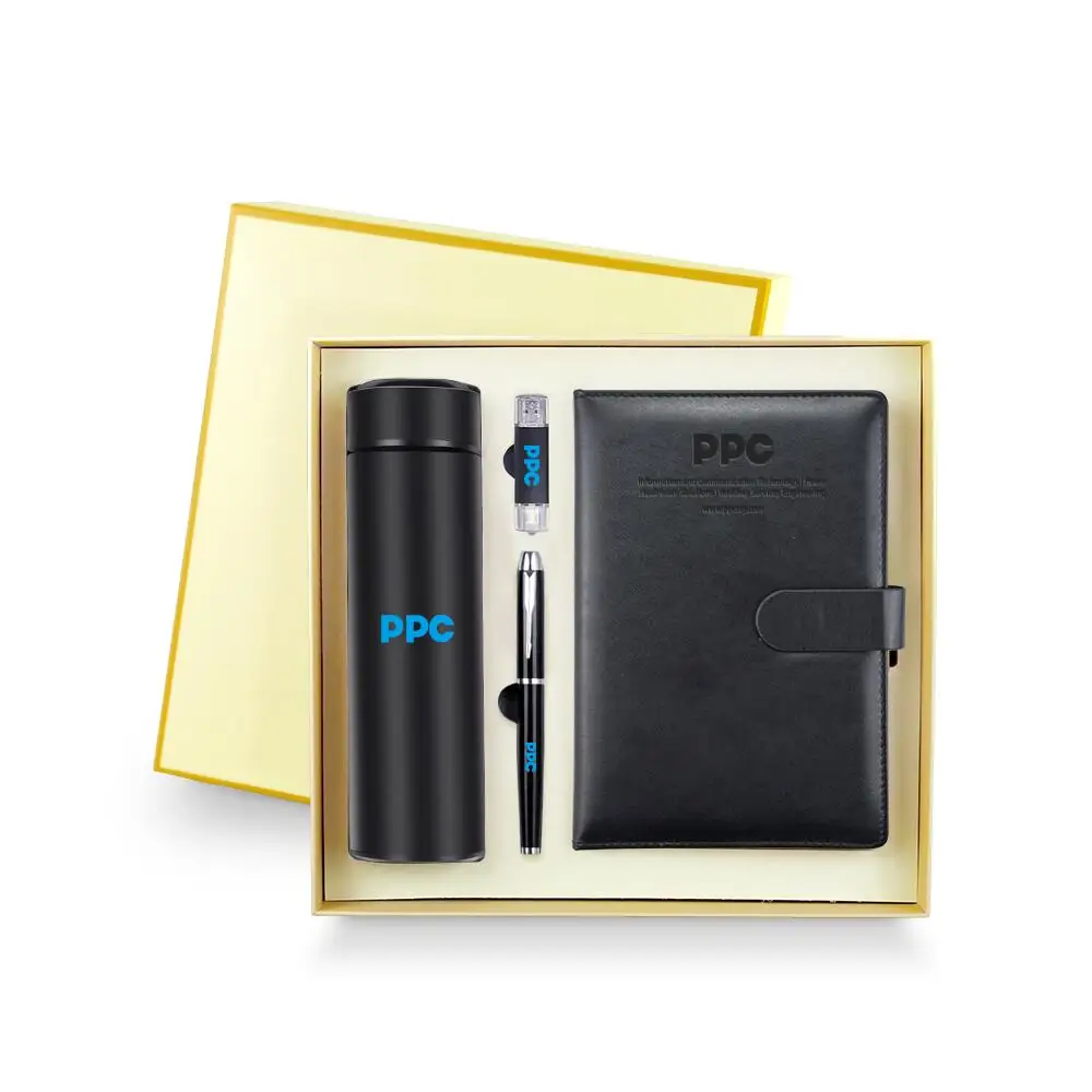 Promo Business Gift Set Notebook Pen Water Bottle USB Drive set Custom Promotional Gift Set