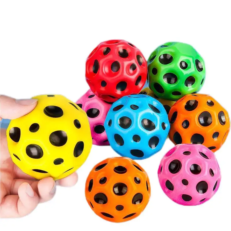 Wholesale Soft Pu Foam High Bouncing Moon Shape Balls 3D Anti Relief Magic Bouncy Ball Toys 60mm Stress Space Ball For Kids