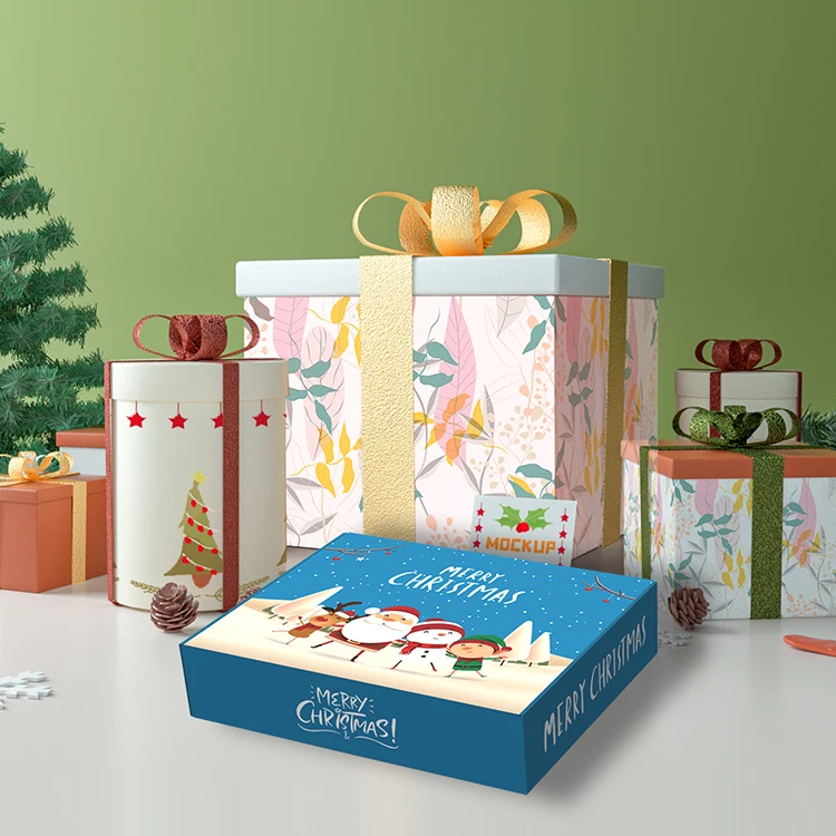 Christmas Design Corrugated Cardboard Folding Flat Gift Packaging Mailer Box With Logo