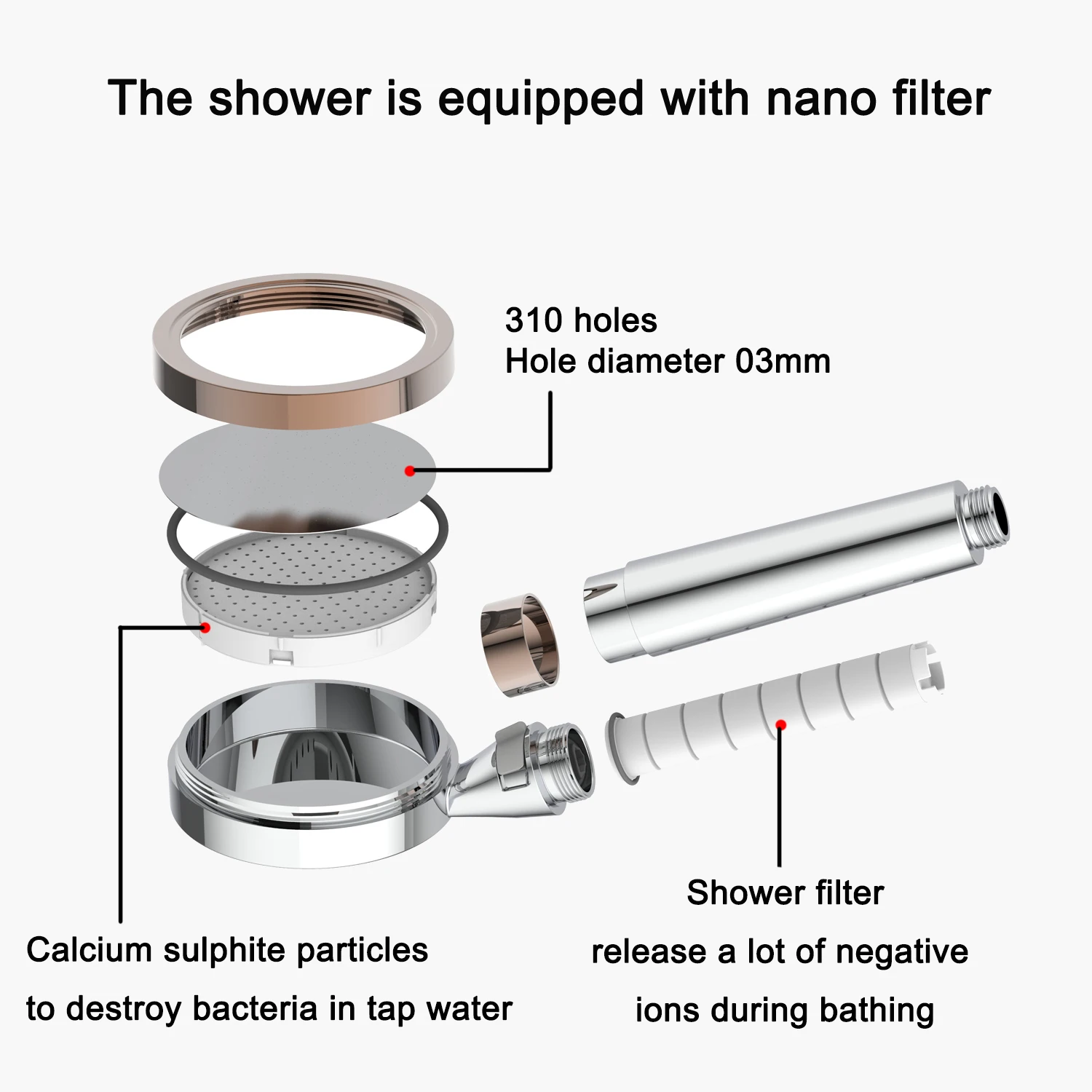 RAINSHOWER Chlorine Remover ionic vitamin C aroma filter chrome shower head