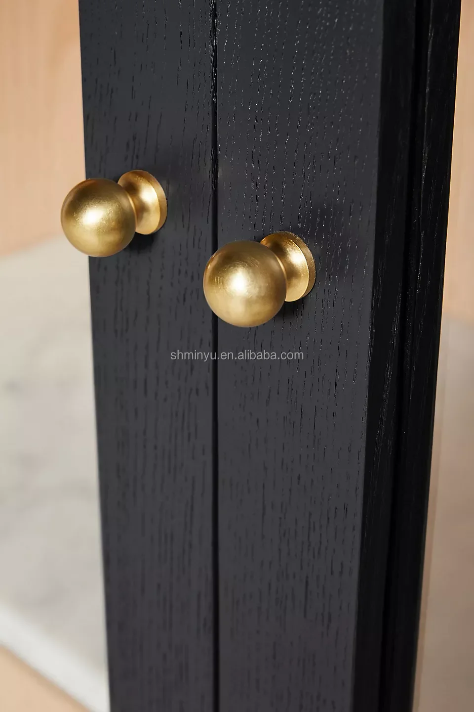 Luxury Restaurant Furniture Mid century-style Solid oak Double glass Door Storage Cabinet For House