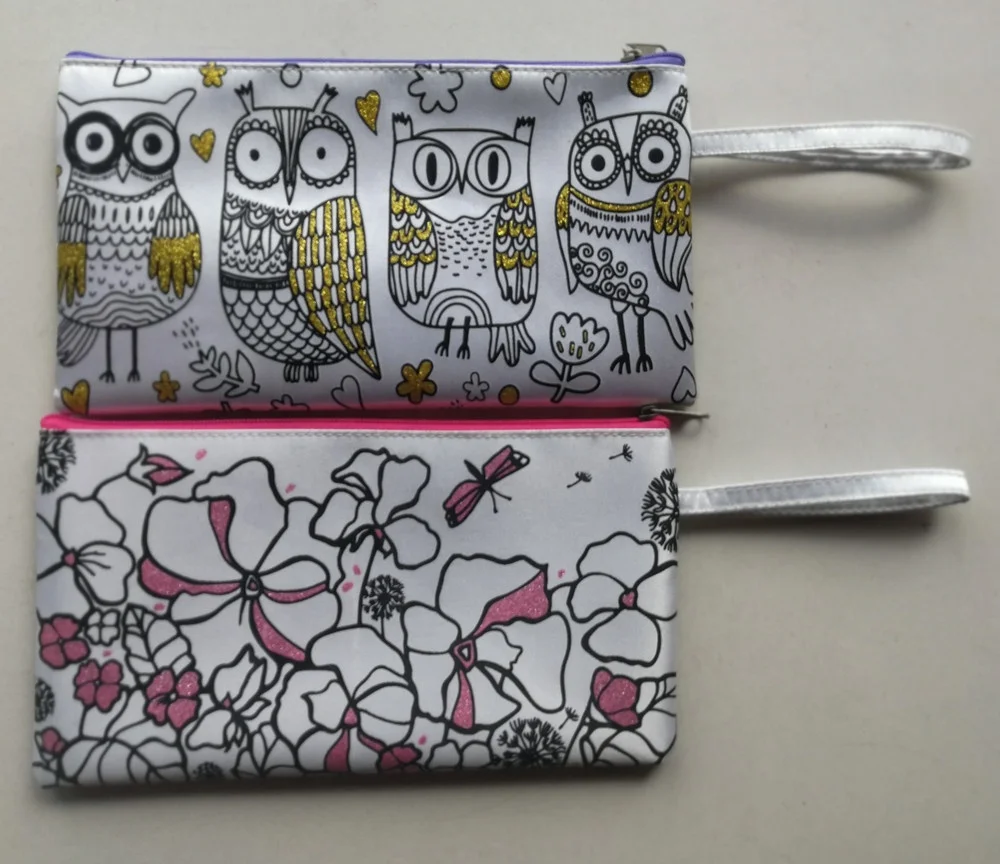 kids Diy glitter pouch carry drawing  coloring painting  pencil pen case