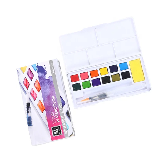 Набор акварельных красок 12 видов цветов высокого качества MAGI-WAP нетоксичный сплошной цвет воды для художественной живописи