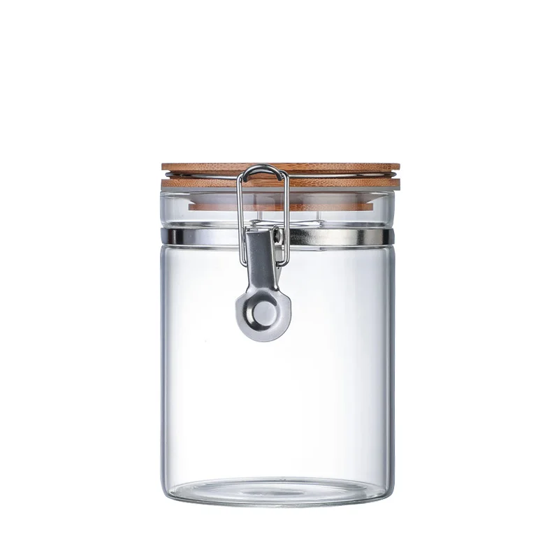 Lock design high borosilicate glass sealed jar for kitchen supplies storage food seasoning candy    Factory direct sale