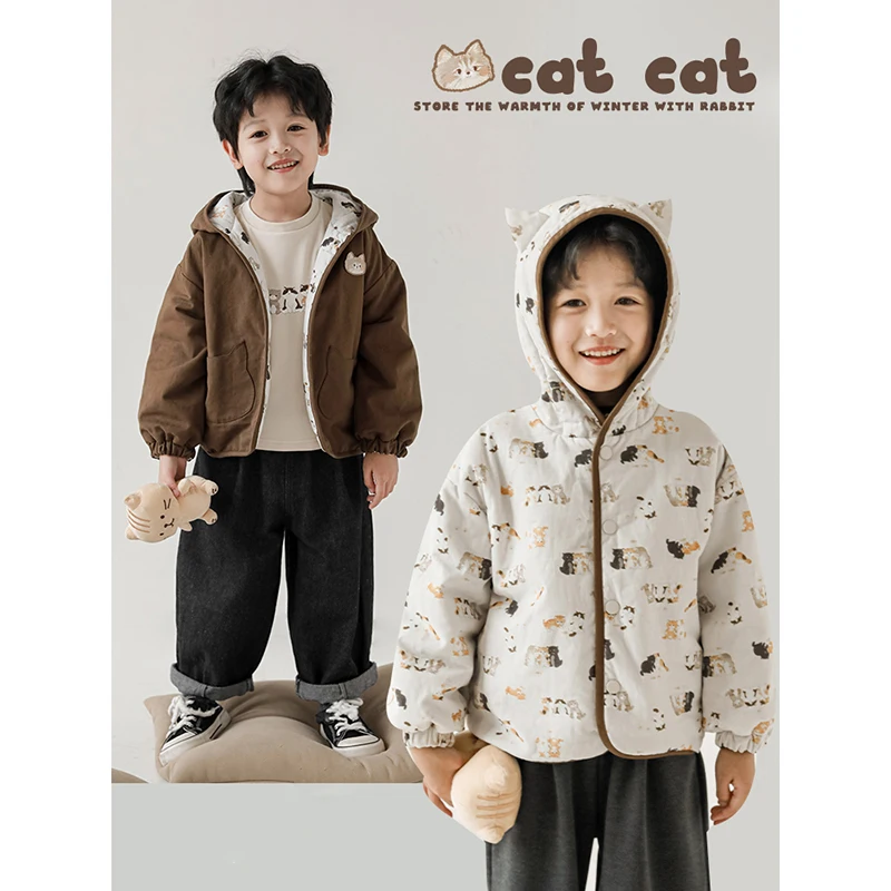 YOEHYAUL Long Sleeve Kids Toddler Boys Outfits Cotton Shirts Hooded Jacket Baby Suit For Boy Animal Pattern Clothing Sets