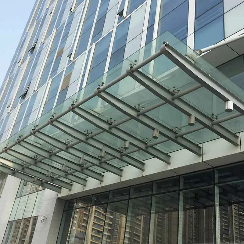Commercial Aluminum Sun Shade Tempered Glass Canopy for Front Door Awnings