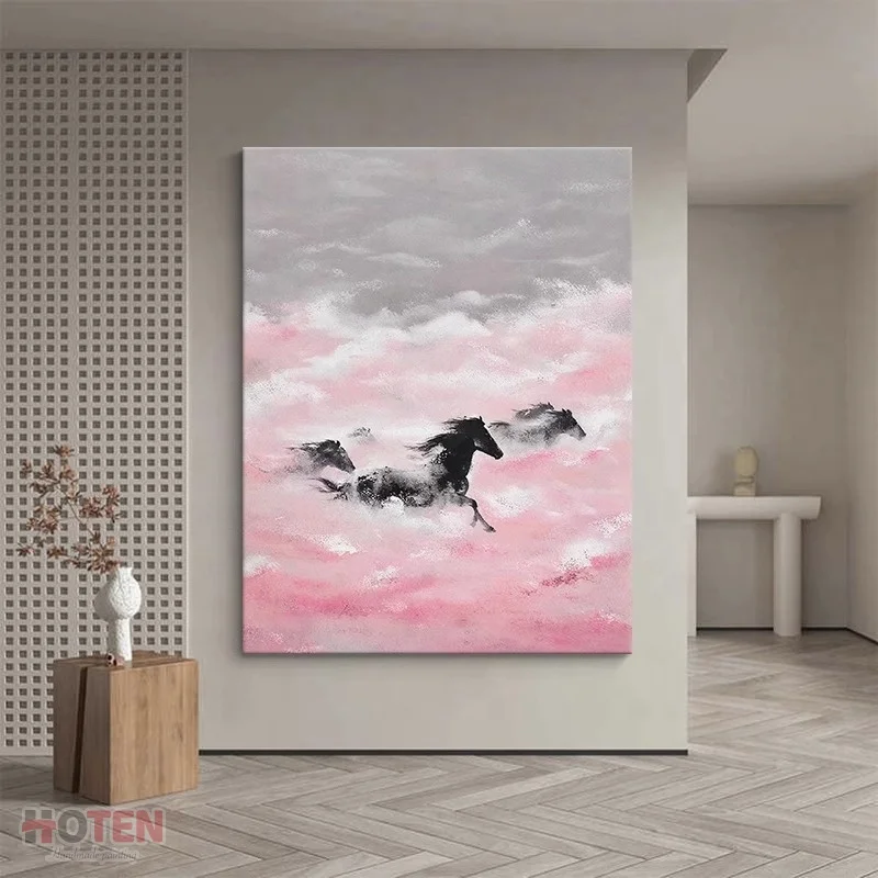 Running Horse Oil Painting Hand Painted Impressionist Home Goods Wall Art Canvas Animal painting