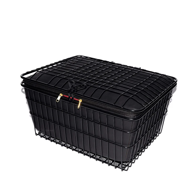 Low-priced multi-color steel reliable rear-mounted bicycle basket dense mesh bottom Tricycle basket + inner tank