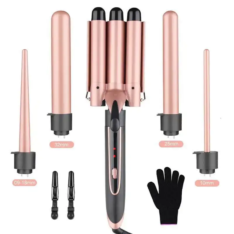 Wholesale Curling Iron Black Hair Curler Set 5 Sizes Curling Wand Rollers 5 Part Curler