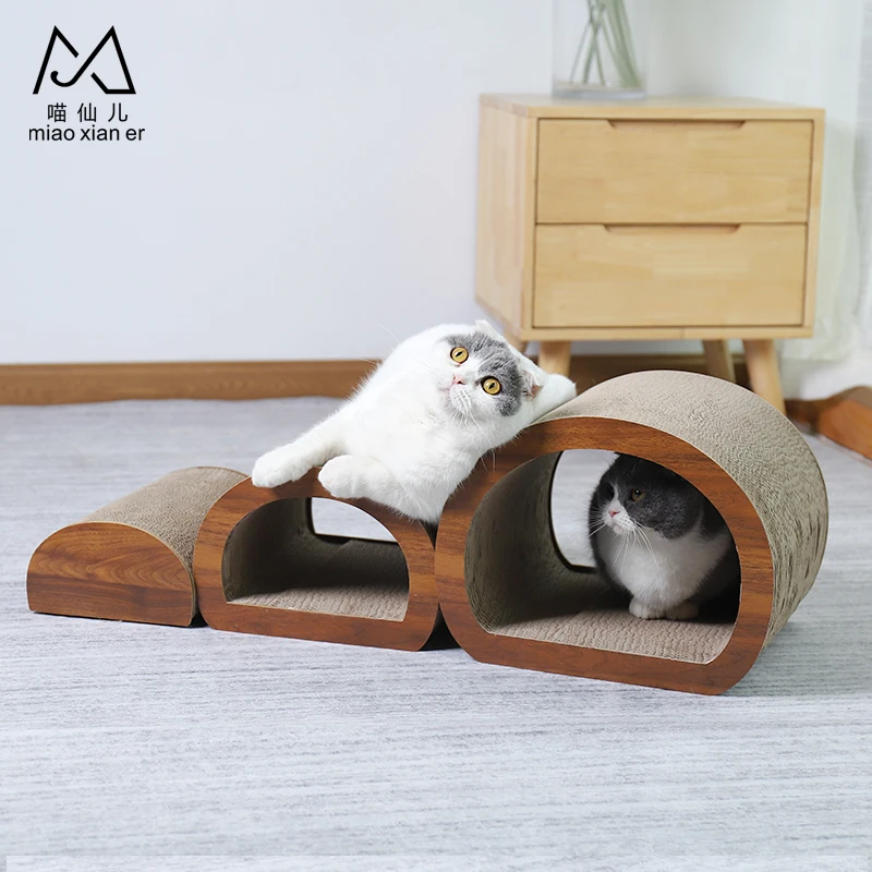 Tunnel Cat scratching corrugated cat scratcher