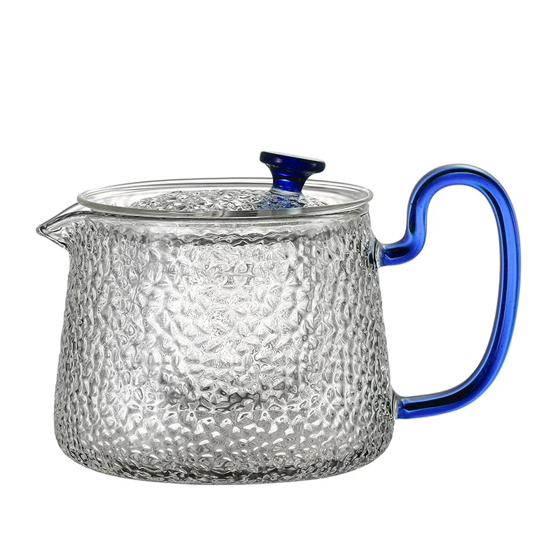 500ml Multi Color Handmade Customized High Borosilicate High Temperature Glass Teapot with Tea Filter and Handle