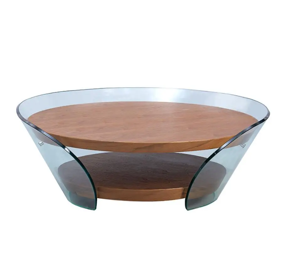 
Modern Living Room Coffee Side Table Customized Bend Tempered Glass Furniture Bent Glass Round Luxury Coffee table 