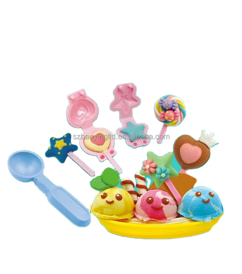 DlY Banana Boat Ice Cream Plasticine Light Clay Set Kids Play Dough Toy with Production Molds Tools