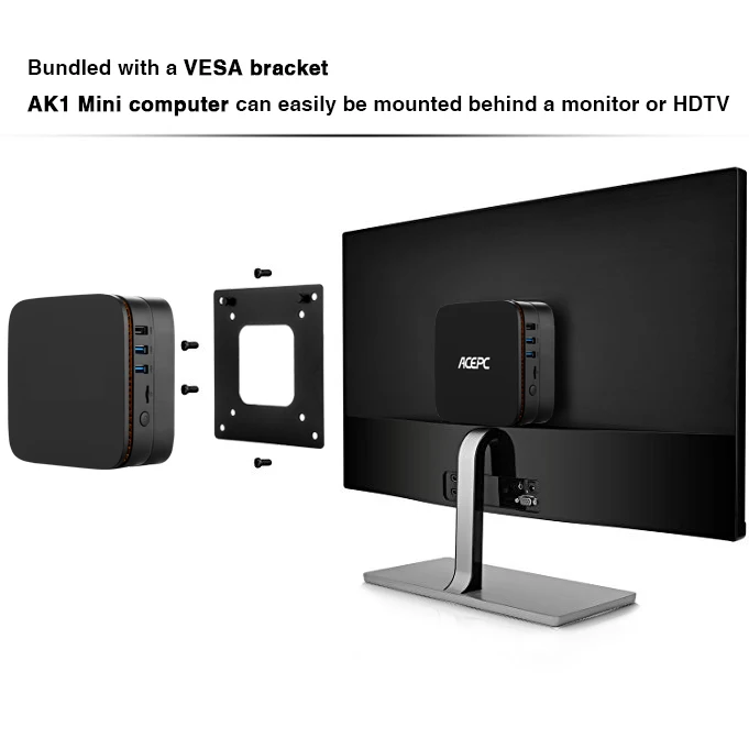 Soyeer New Arrival AK1 MINI PC J3455 N3350 DDR3 8G 4G 128G SSD Windows MINI computer For Digital Signage AK1H