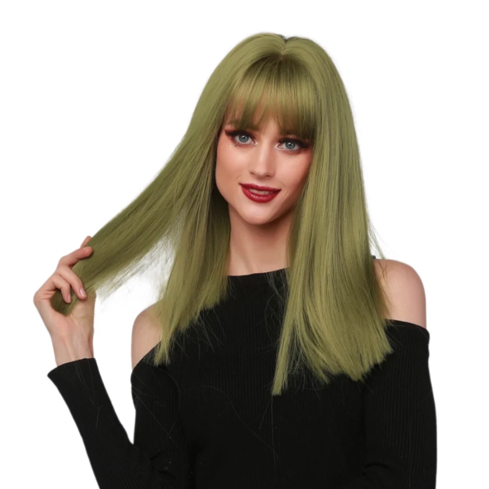 Meiwei Factory Direct Selling Hair Wig Review Short Straight Green Synthetic Bob Halloween Mask Costume Wig Grip Natural