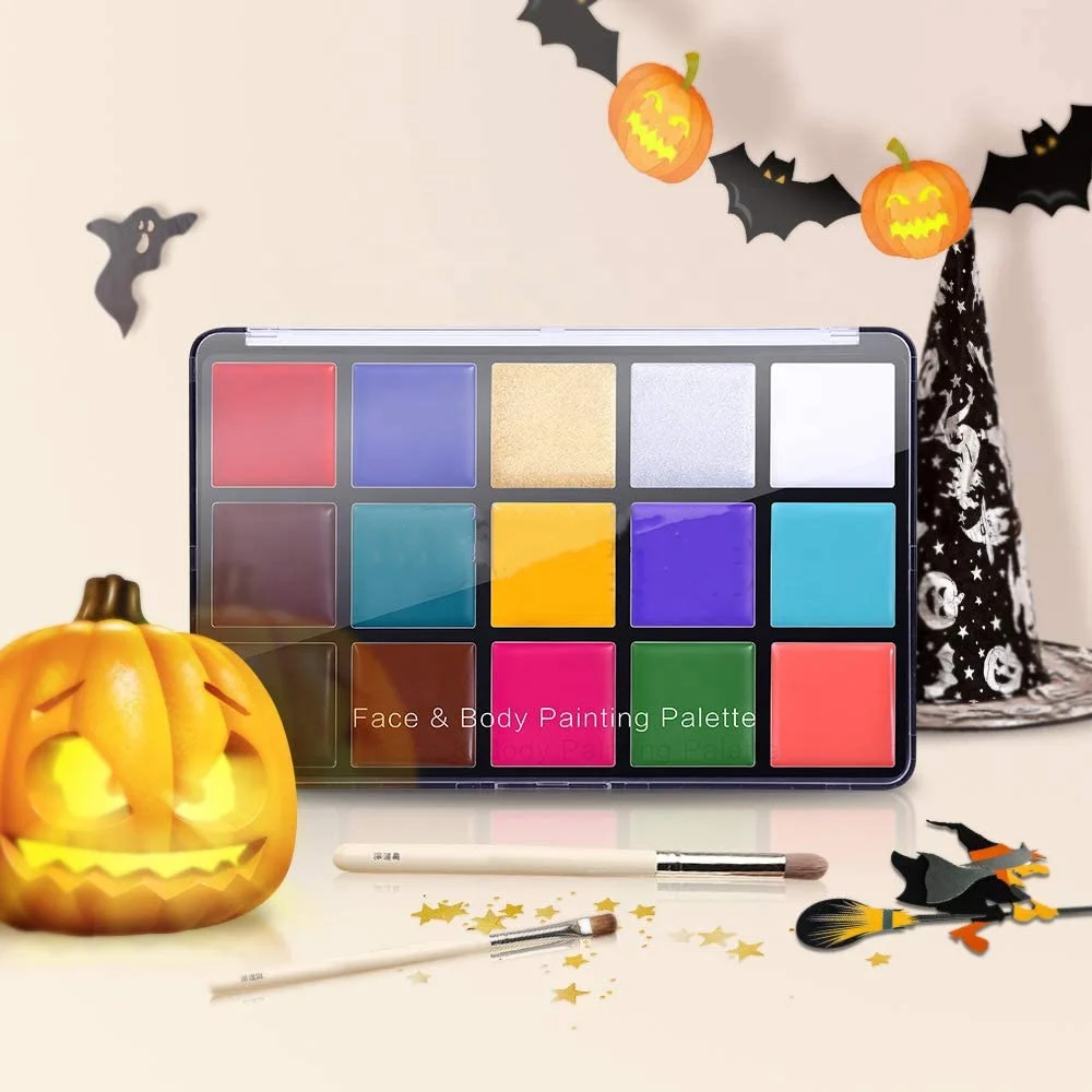 Professional 15 Colors FX Makeup Palette- Non Toxic Hypoallergenic Safe Facepaint for Halloween Cosplay Face Body Paint Oil