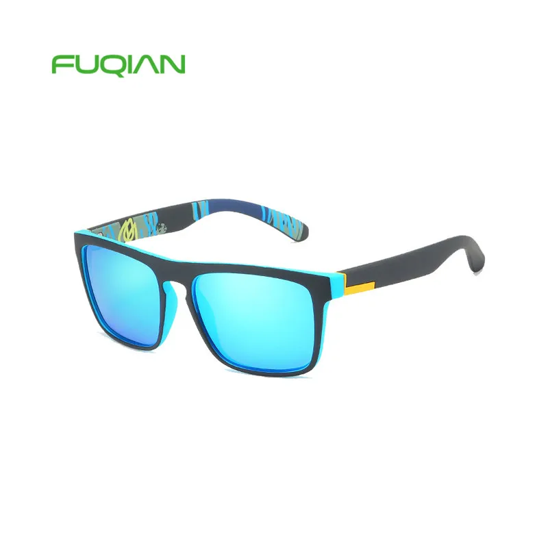 Sports Sun Glass Graffiti Colorful Custom Logo Square Men Polarized Sunglasses