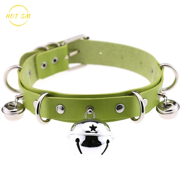 
New Women Men PU Choker Sexy Bell Leather Collar,BDSM Bondage Necklace Neckband,Sex pu Toys For Couples 