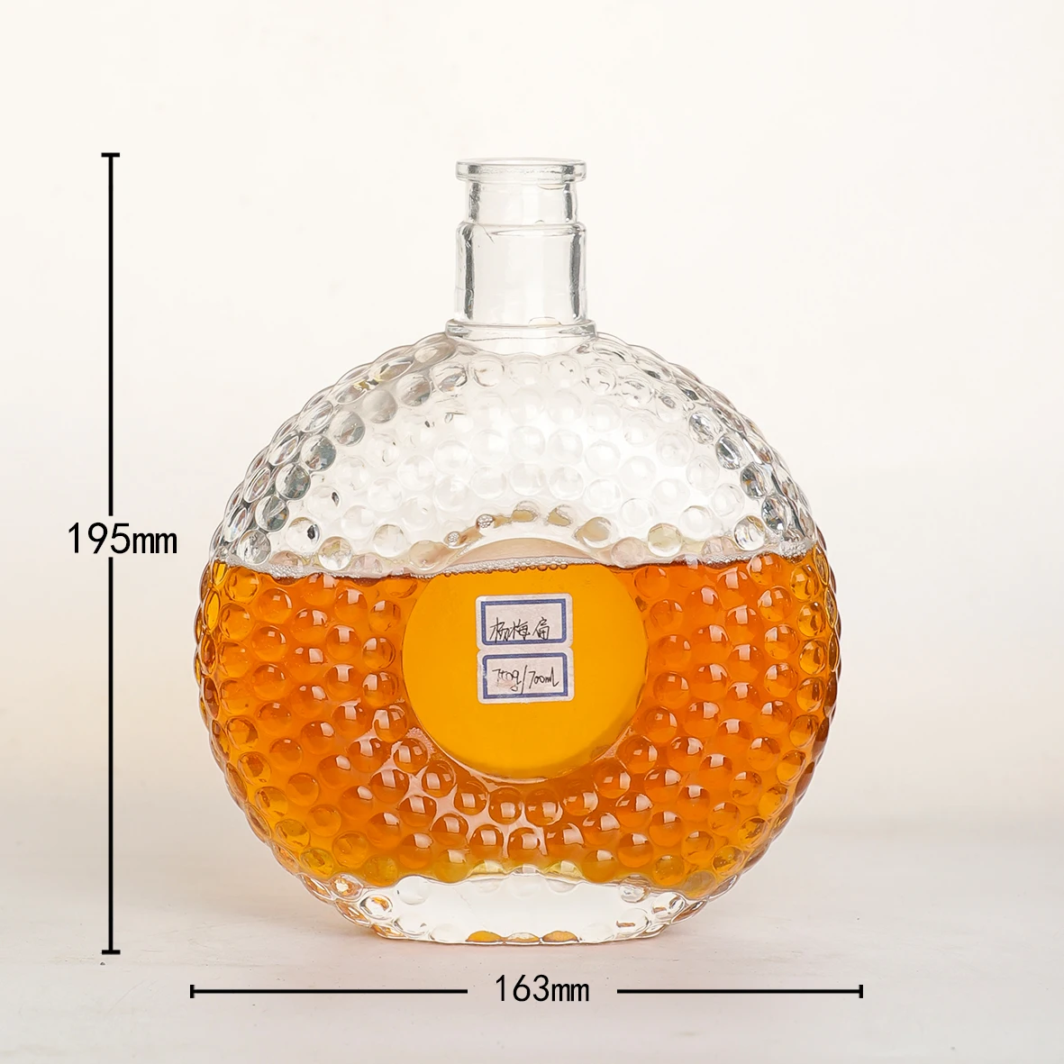 Top quality Customised Decorative Vodka Bottles Wholesalers Round Whisky Glass Bottles